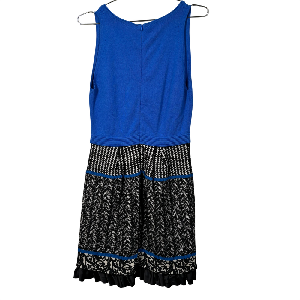 Girls from Savoy blue knit dress with sleeveless cut, scoop neckline, back zippe